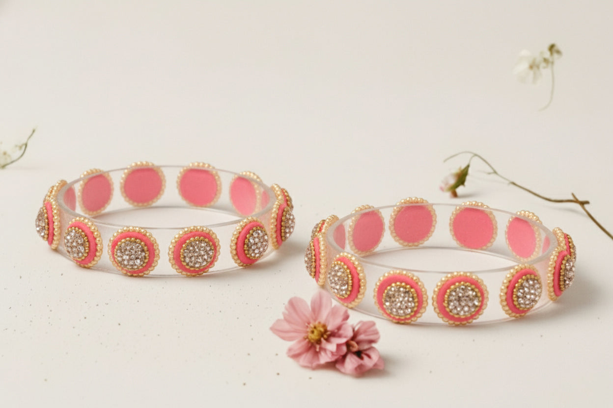 Stylish Transparent Glass Kada for Women & Girls – (Pack of 2)