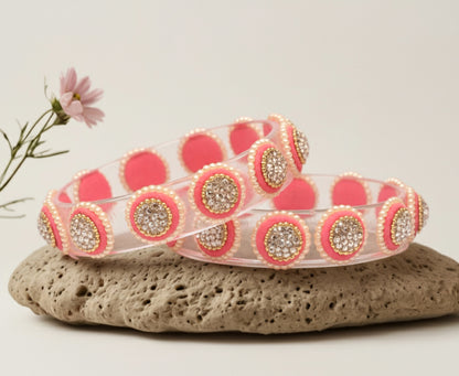 Stylish Transparent Glass Kada for Women & Girls – (Pack of 2)