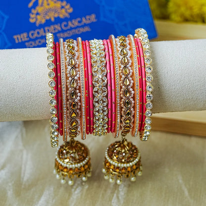 Designer Metal Bangles Set with Jhumki for Women (Both Hands)