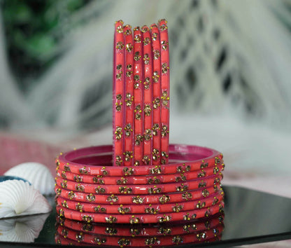 Multiple Color Glass Bangles with Beads Studded for Women & Girls (Pack of 12 Bangles)