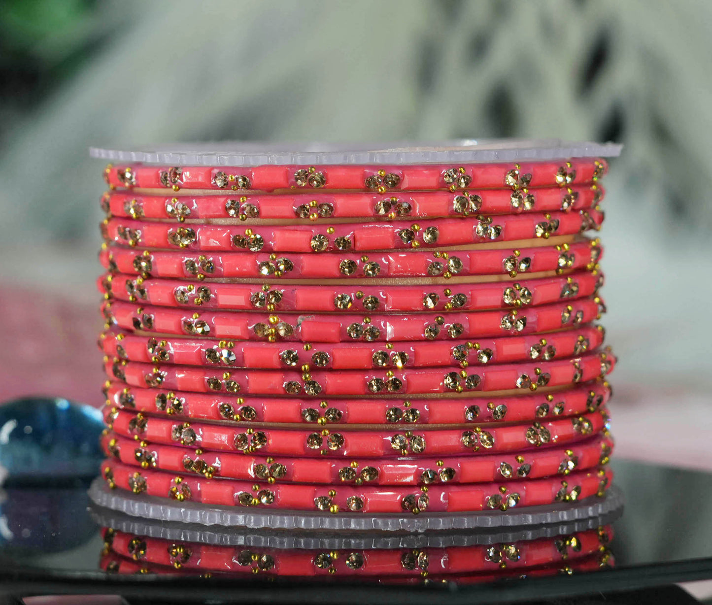 Multiple Color Glass Bangles with Beads Studded for Women & Girls (Pack of 12 Bangles)