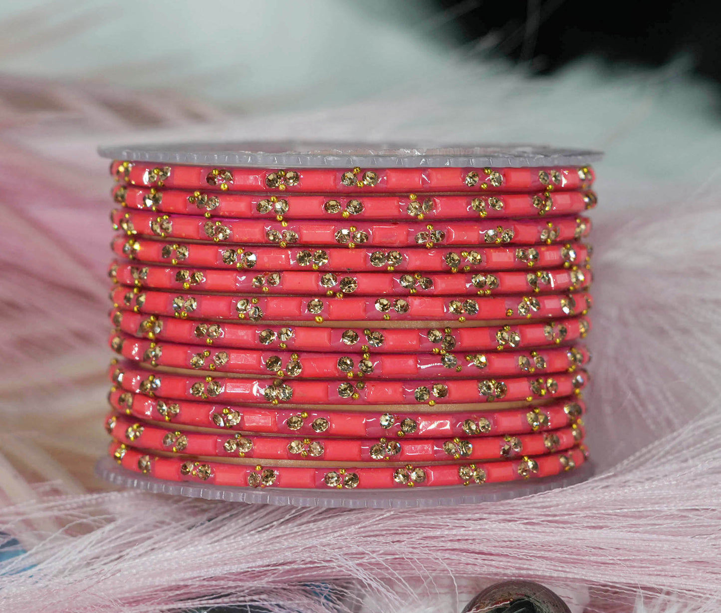 Multiple Color Glass Bangles with Beads Studded for Women & Girls (Pack of 12 Bangles)