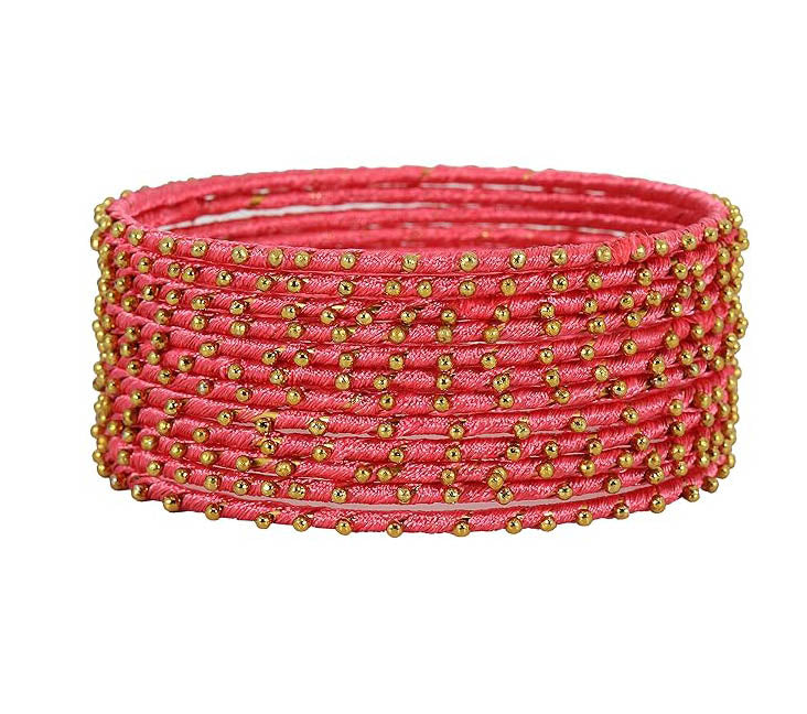 Gajari Thread Bangles for Women | Traditional Metal Bangles with Silk Thread Work for Ladies