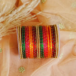 Traditional Glass Bangle Set for Women | Pearl & Gold Pearl Studded