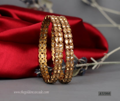 Traditional Golden Metal Kada for Women (Pack of 2)