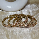 Designer Glass Kada Bangles | Stone Finish (Pack of 4)