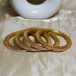 Designer Glass Kada Bangles | Stone Finish (Pack of 4)