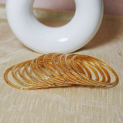 Pearl Studded Traditional Glass Bangles for Women (Pack of 12)