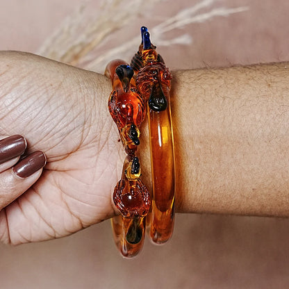 Traditional Peacock Design Glass Kada Bangle for Women & Girls (Pack of 2)