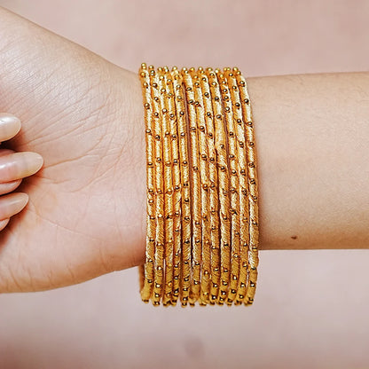 Metal Base with Premium Thread Work Bangles for Women & Girls (Pack of 12 Bangle)