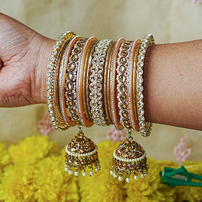 Designer Metal Bangles Set with Jhumki for Women (Both Hands)