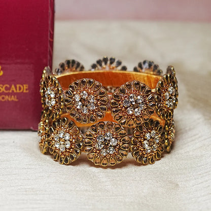 Premium Kundan Work Floral Thread Kada Bangle for Women & Girls (Pack of 2)
