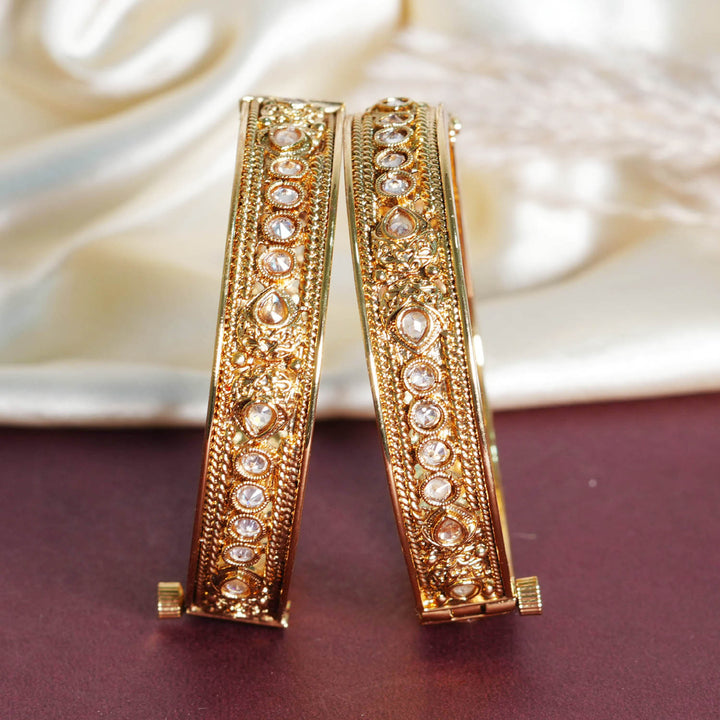 Antique Design Copper Kada for Women & Girl | Kundan Studded Bracelet Perfect for Party & Daily wear