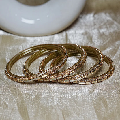 Designer Glass Kada Bangles | Stone Finish (Pack of 4)