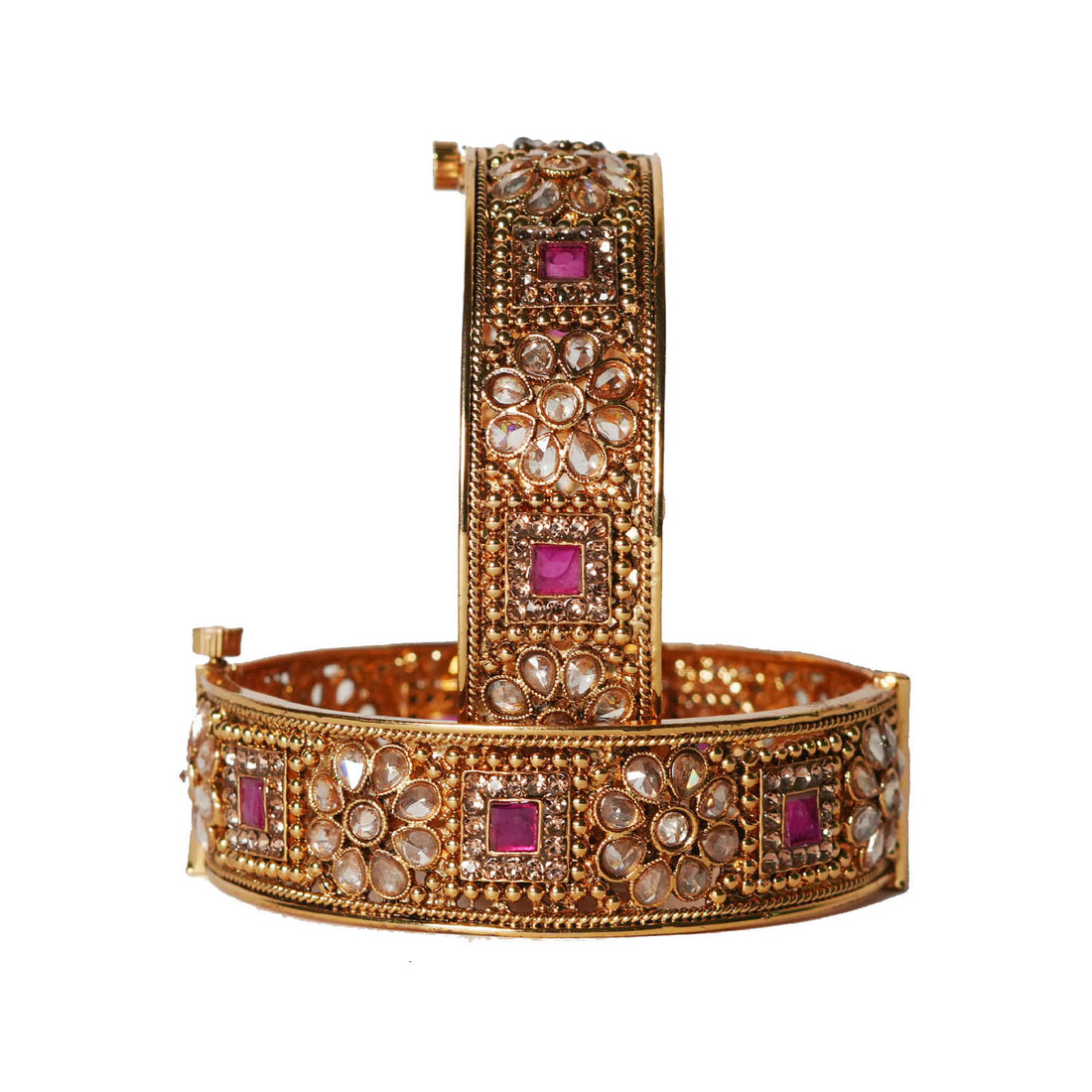 Stylish Kada for Women & Girl, Kundan Work Studded Copper Bracelet Jewelry for Ladies