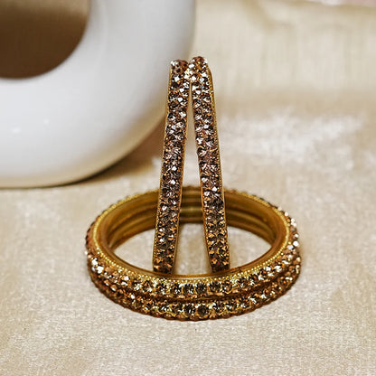 Traditional Indian Glass Kada Bangles Set with Beads Studded for Women & Girls (Pack of 4)