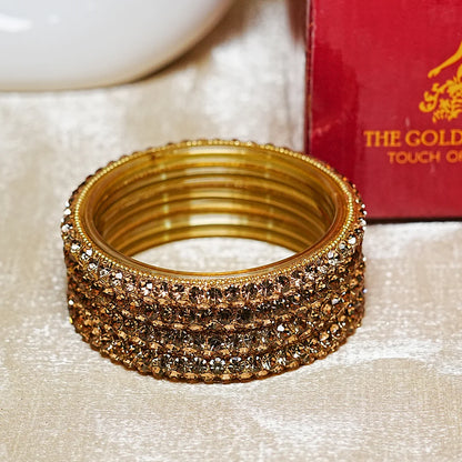 Traditional Indian Glass Kada Bangles Set with Beads Studded for Women & Girls (Pack of 4)