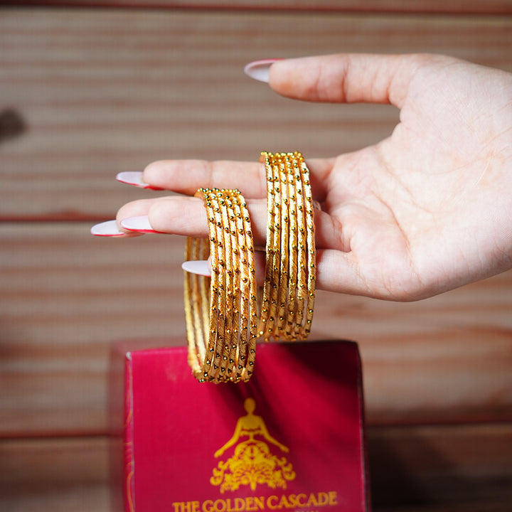 Golden Color Premium Silk Thread Bangle for Women & Girls (Pack of 12)