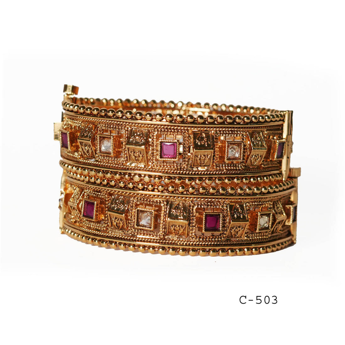 Antique Design Copper Kada for Women & Girl, Traditonal Kundan Studded Bracelet Ladies
