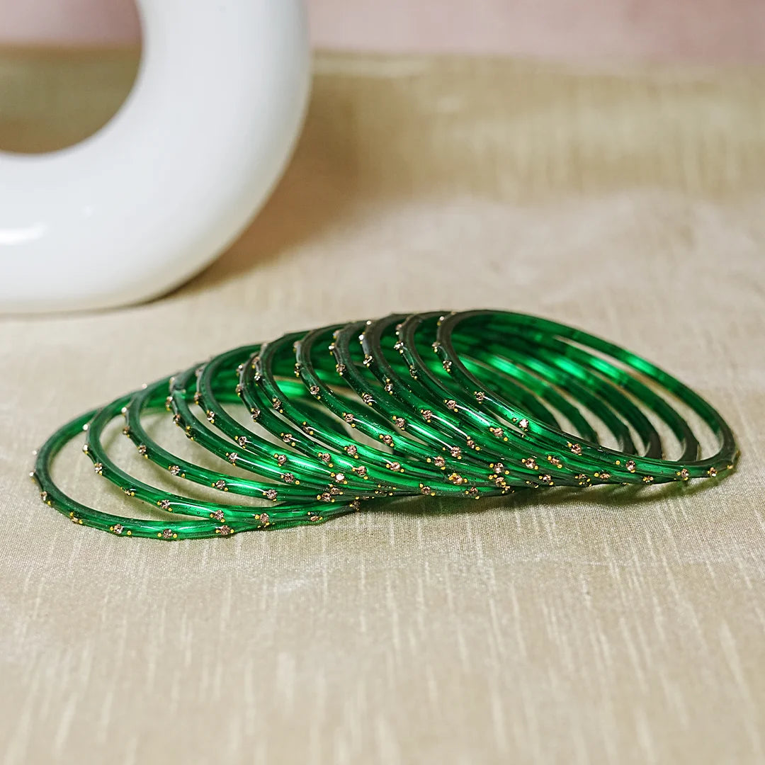 Traditional Lightweight Glass Bangles for Women (Pack of 12)