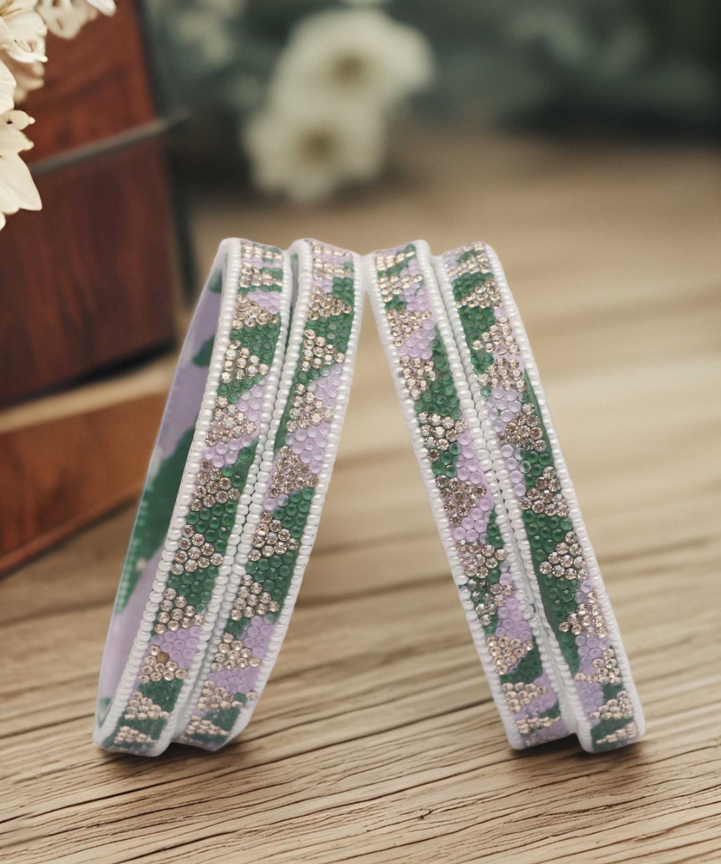 Handmade Multicolor Shade Glass Kada for Women & Girls (Pack of 4)