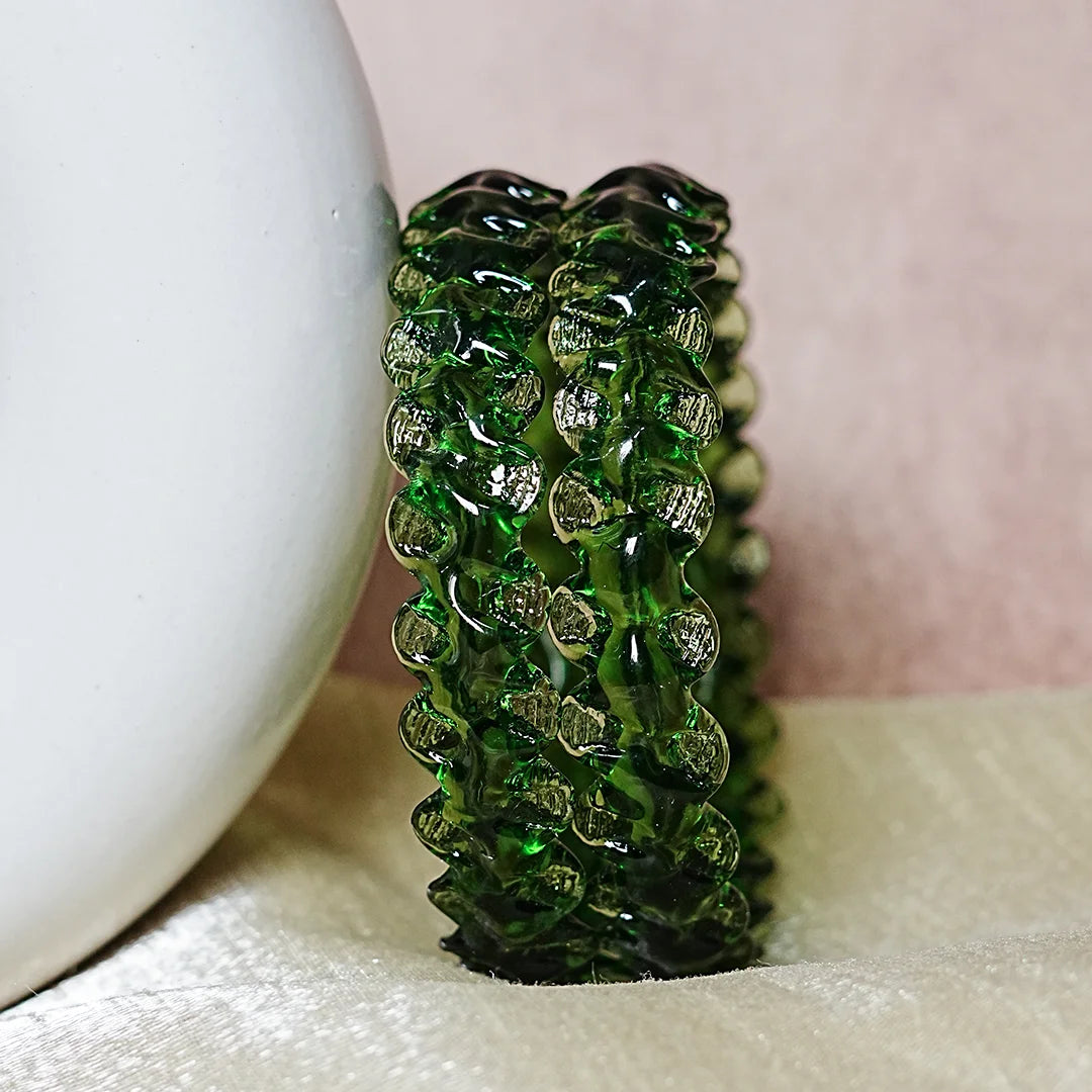 Unique Design "Sitara Glass Kada" Bangles with Glossy Finish for Women & Girls (Pack of 2)