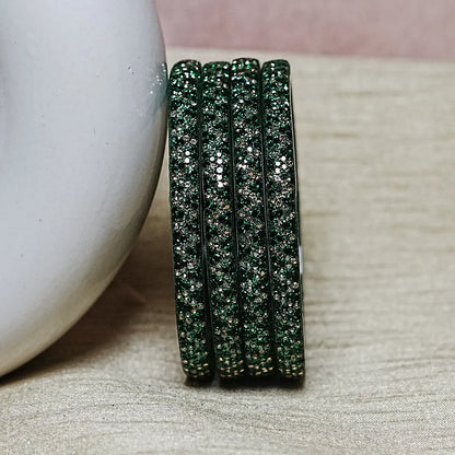 Handmade Beaded Work Glass Kada Bangles for Women & Girls (Pack of 4 Kada)