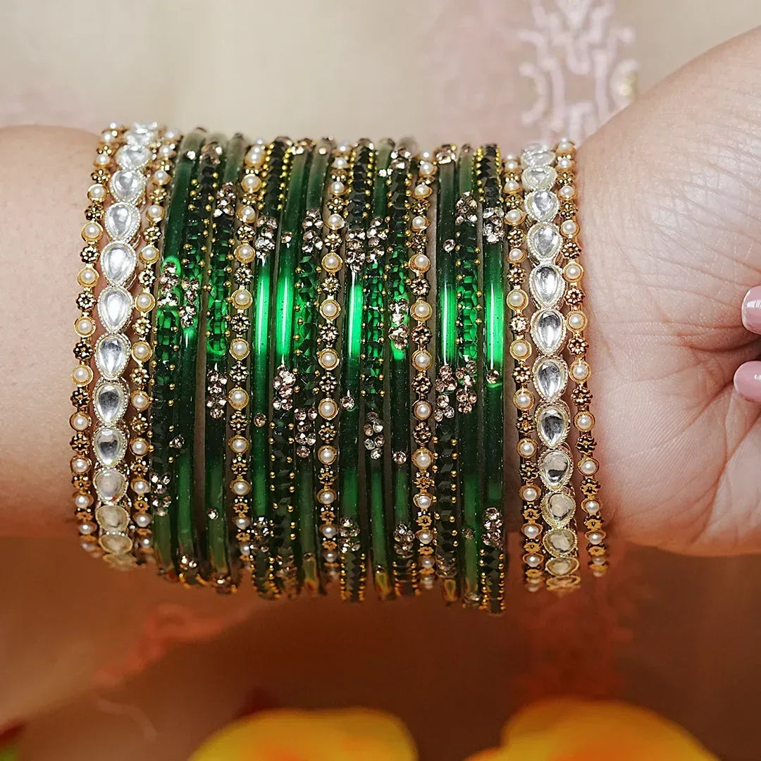 Indian Traditional Glass Bangles Set for Women (Both Hand)