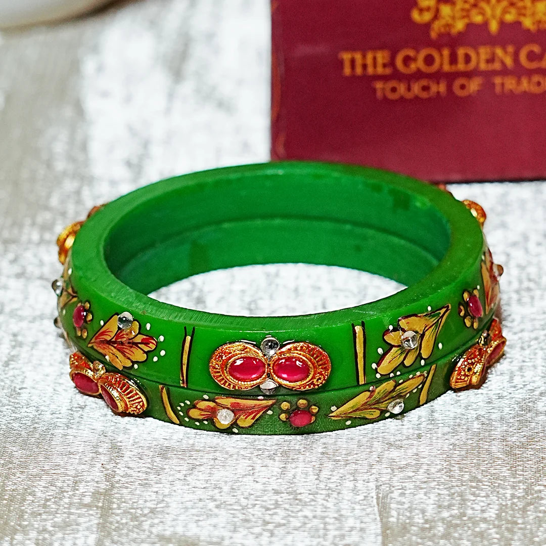 Traditional Meenakari Work Acrylic Kada Bangle for Women (Pack of 2)