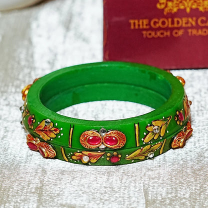 Traditional Meenakari Work Acrylic Kada Bangle for Women (Pack of 2)