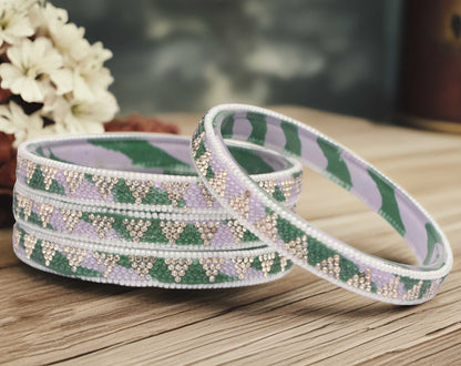 Handmade Multicolor Shade Glass Kada for Women & Girls (Pack of 4)