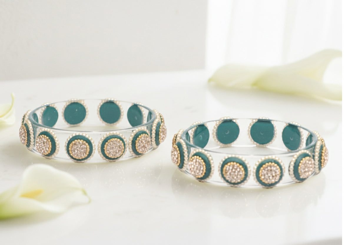 Stylish Transparent Glass Kada for Women & Girls – (Pack of 2)