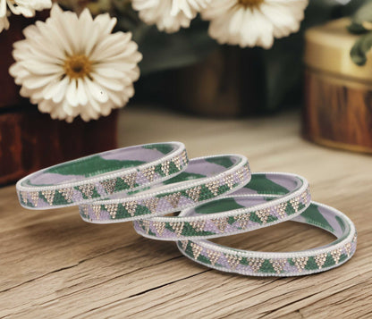 Handmade Multicolor Shade Glass Kada for Women & Girls (Pack of 4)