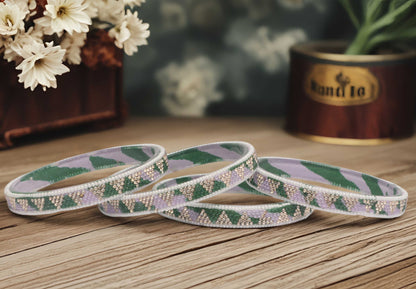 Handmade Multicolor Shade Glass Kada for Women & Girls (Pack of 4)