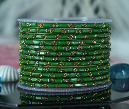 Multiple Color Glass Bangles with Beads Studded for Women & Girls (Pack of 12 Bangles)