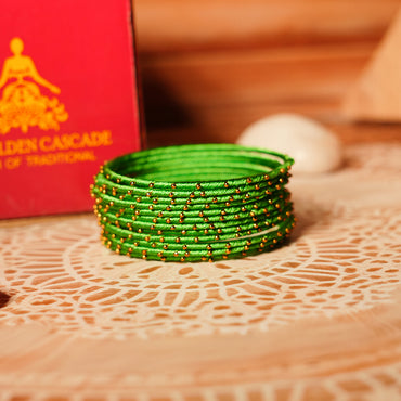 Green Color Premium Silk Thread Bangle for Women & Girls (Pack of 12)