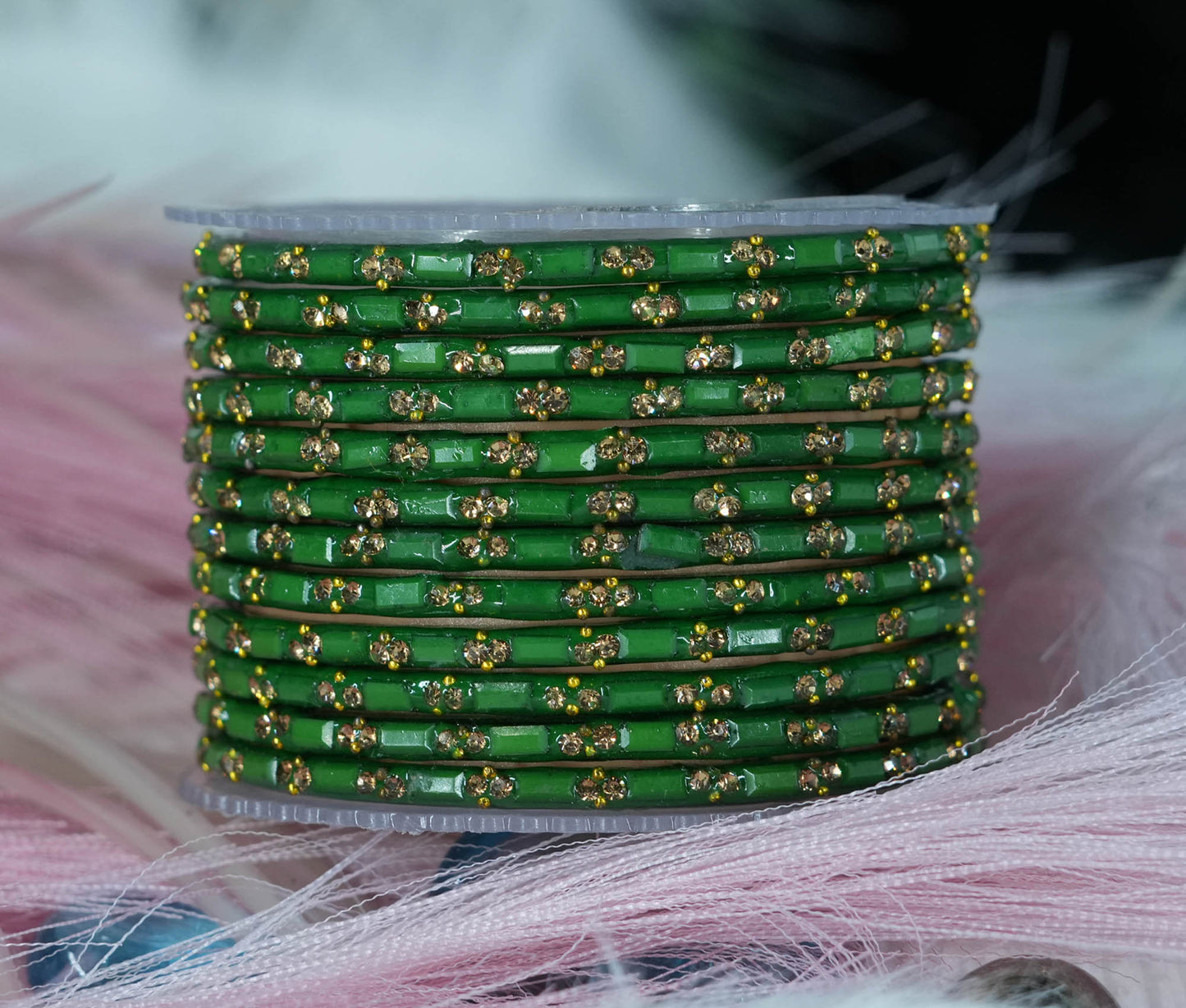 Multiple Color Glass Bangles with Beads Studded for Women & Girls (Pack of 12 Bangles)