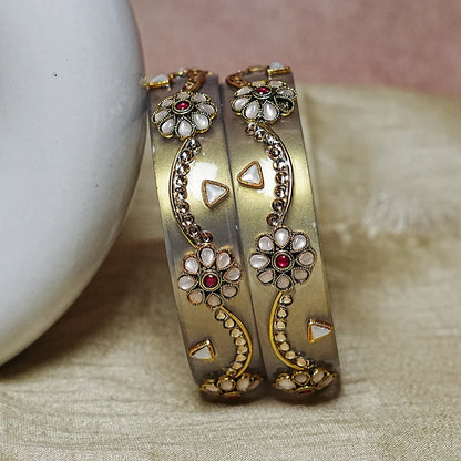 Premium Acrylic Kada Bangle for Women - Lightweight Glossy Finish (Pack of 2)