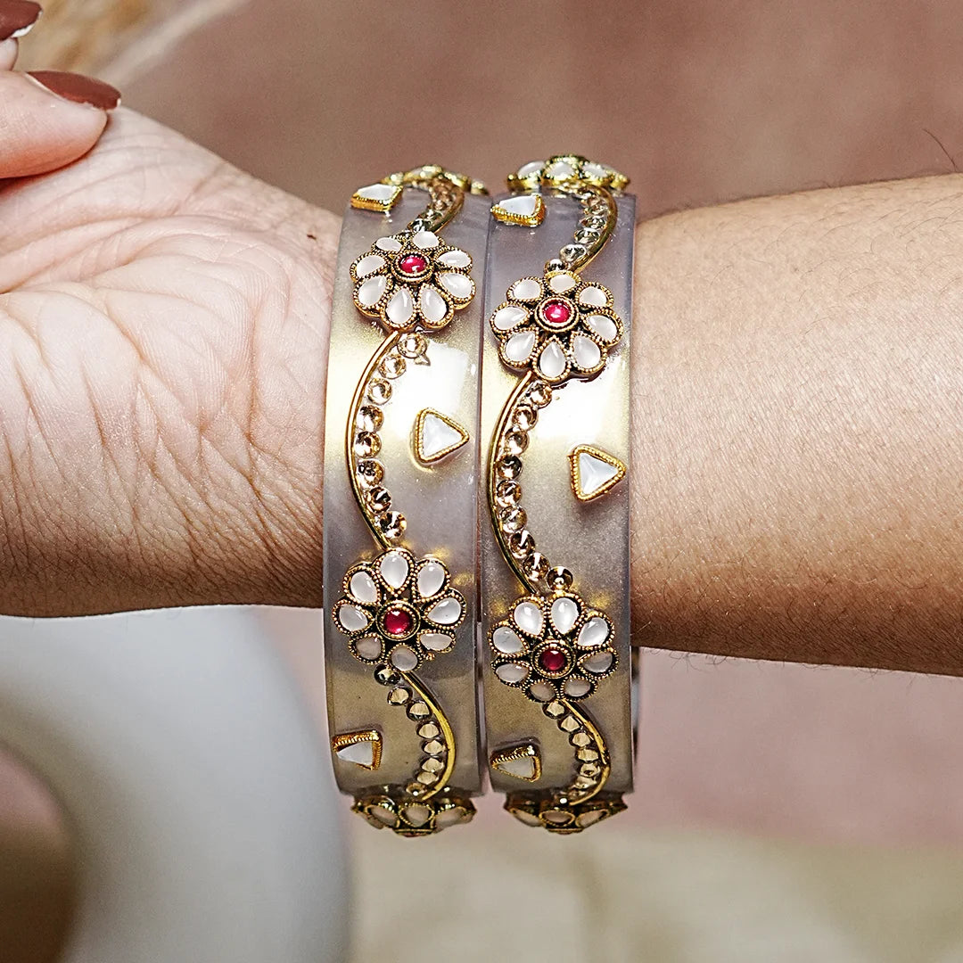 Premium Acrylic Kada Bangle for Women - Lightweight Glossy Finish (Pack of 2)