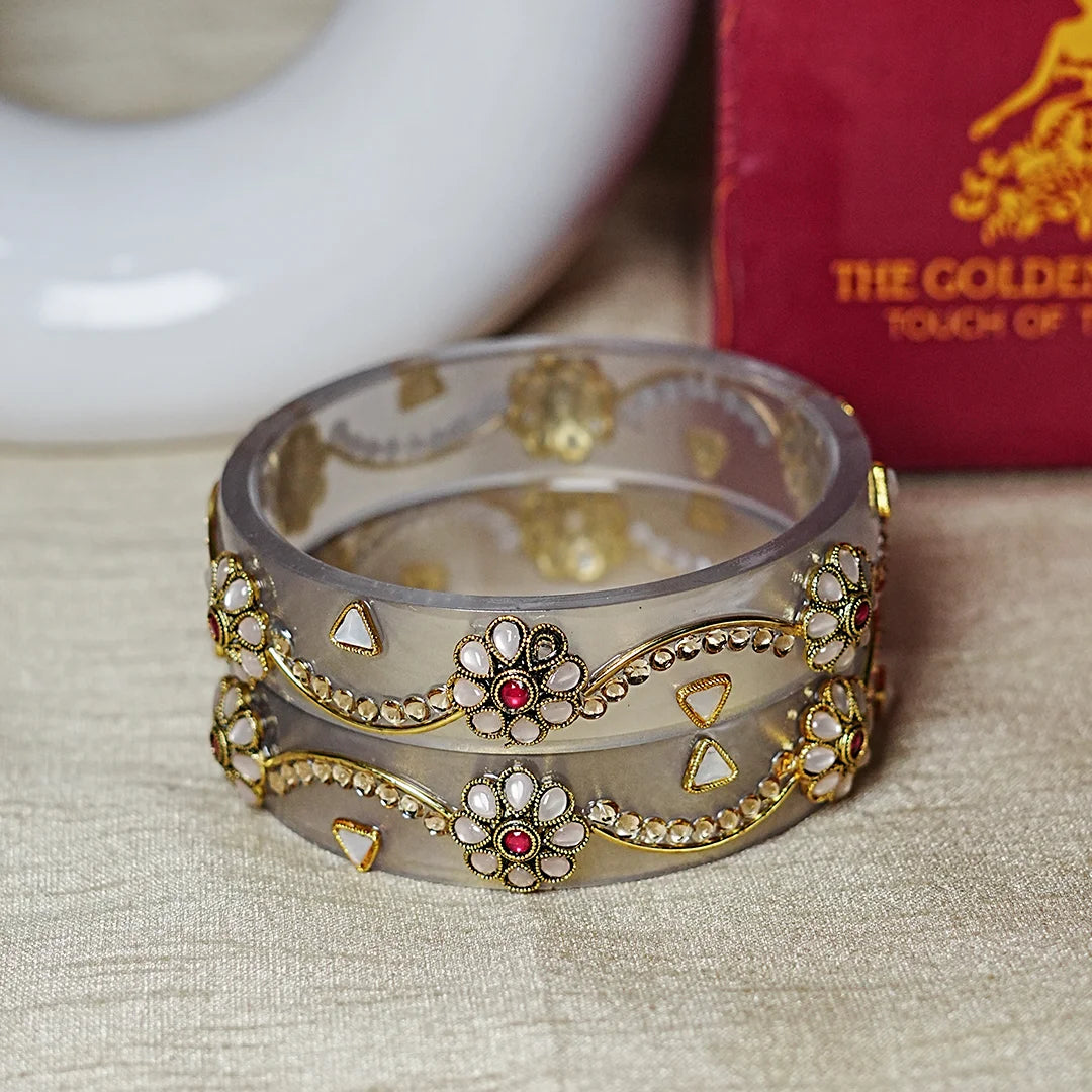 Premium Acrylic Kada Bangle for Women - Lightweight Glossy Finish (Pack of 2)