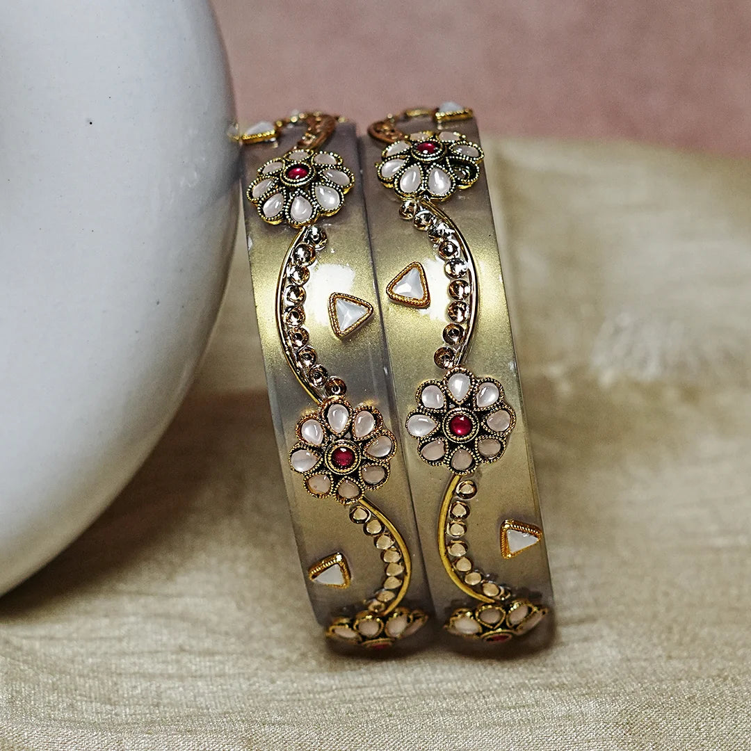 Premium Acrylic Kada Bangle for Women - Lightweight Glossy Finish (Pack of 2)