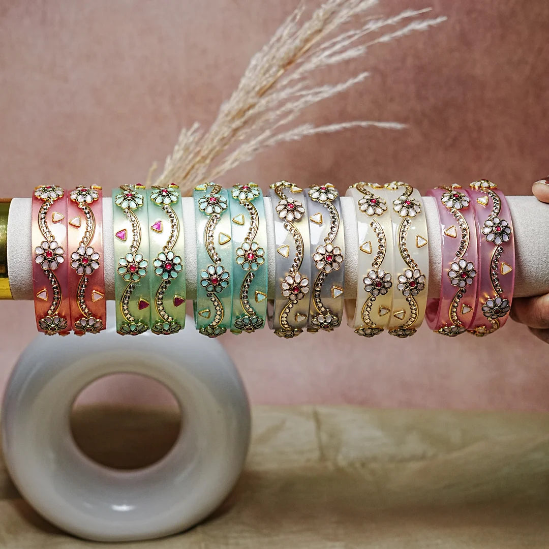 Premium Acrylic Kada Bangle for Women - Lightweight Glossy Finish (Pack of 2)