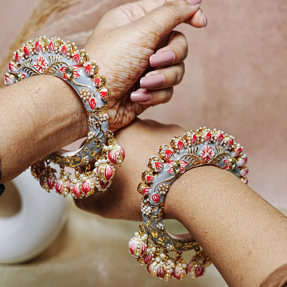 Traditional Rajwada Jadau Kada Bangles for Women (Pack of 2)