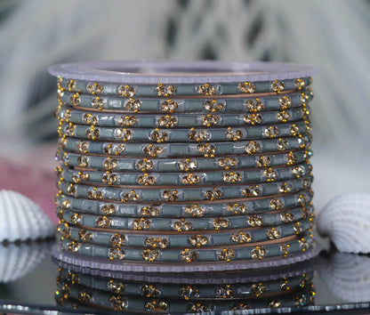 Multiple Color Glass Bangles with Beads Studded for Women & Girls (Pack of 12 Bangles)