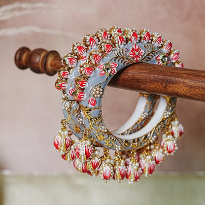 Traditional Rajwada Jadau Kada Bangles for Women (Pack of 2)