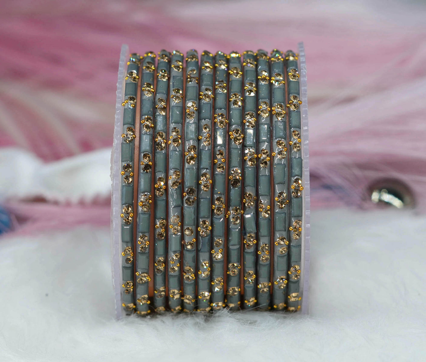 Multiple Color Glass Bangles with Beads Studded for Women & Girls (Pack of 12 Bangles)
