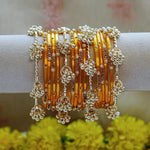 Traditional Ghughru Style Glass Bangles Set for Women (Both Hand)