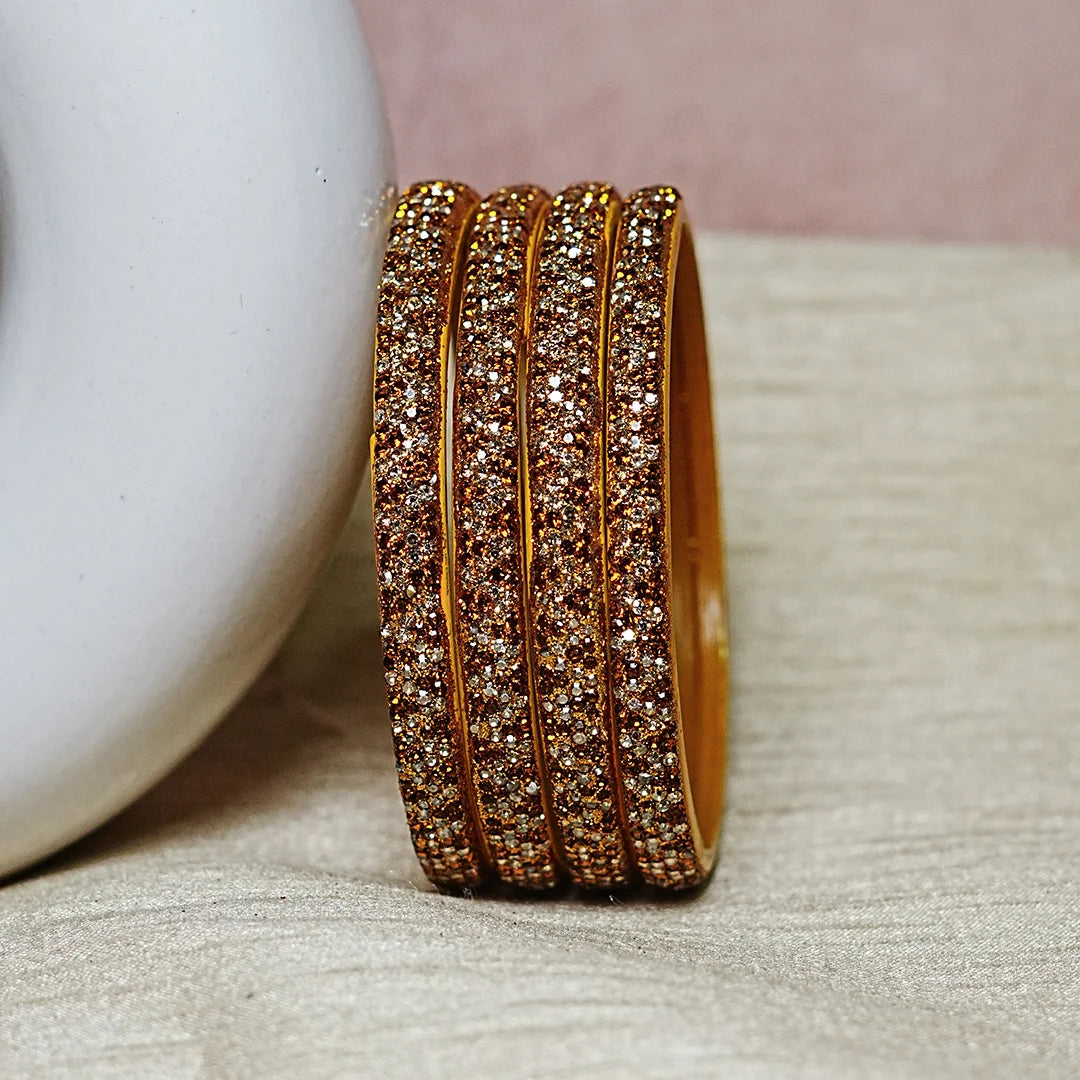 Handmade Beaded Work Glass Kada Bangles for Women & Girls (Pack of 4 Kada)