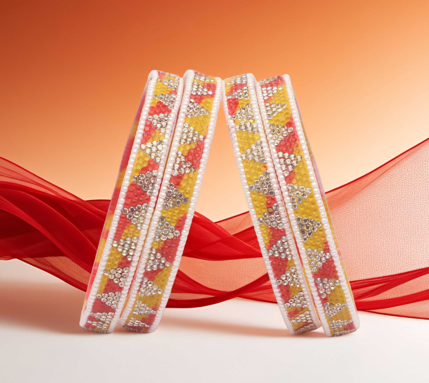 Handmade Multicolor Shade Glass Kada for Women & Girls (Pack of 4)