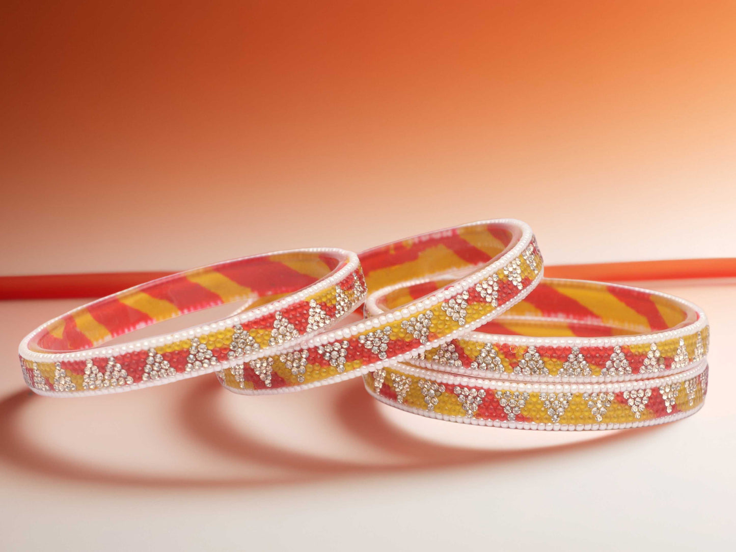 Handmade Multicolor Shade Glass Kada for Women & Girls (Pack of 4)